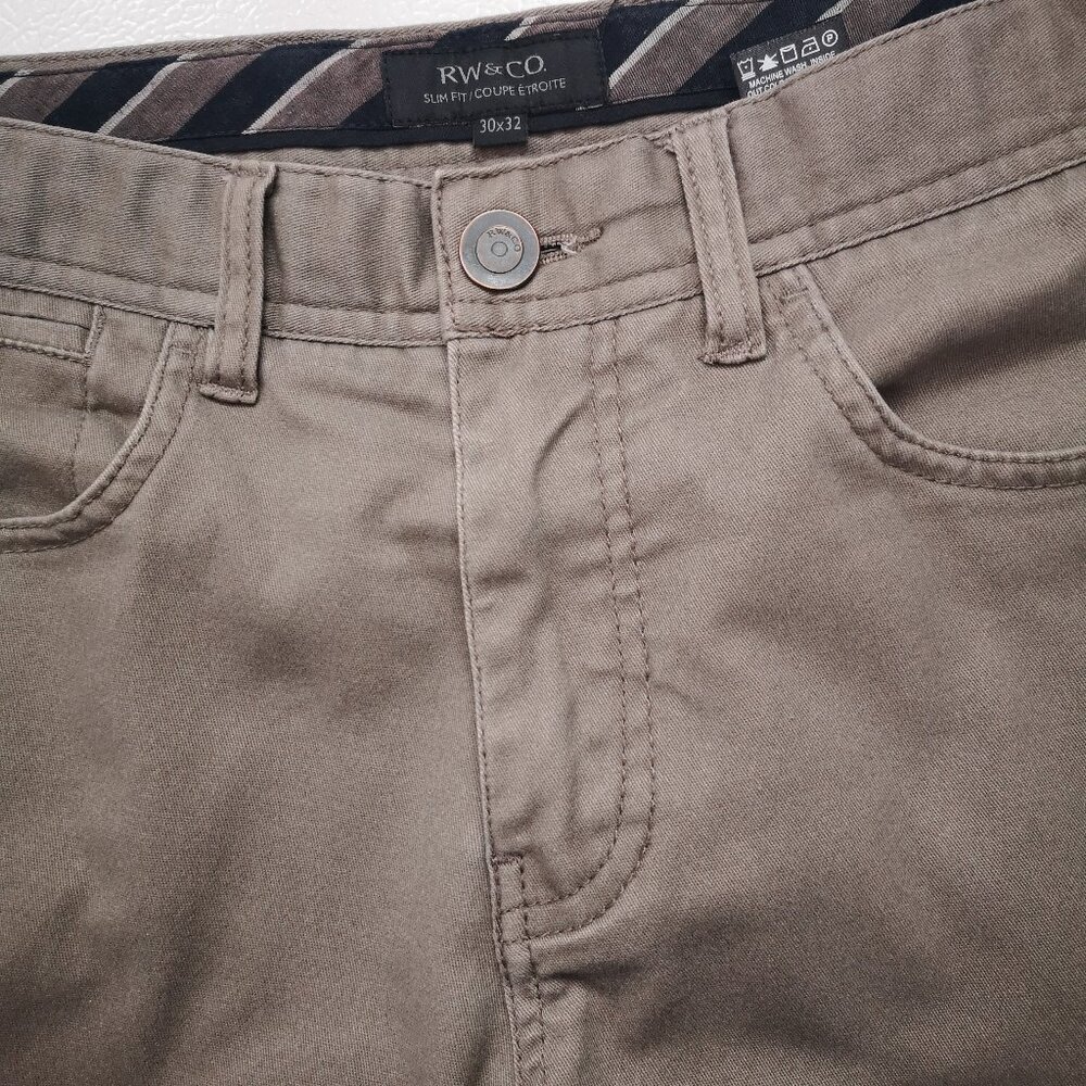 RW&CO Men's Size 30/32 Tan Slim Zipper & Button Closure Casual Pants - Picture 7 of 13